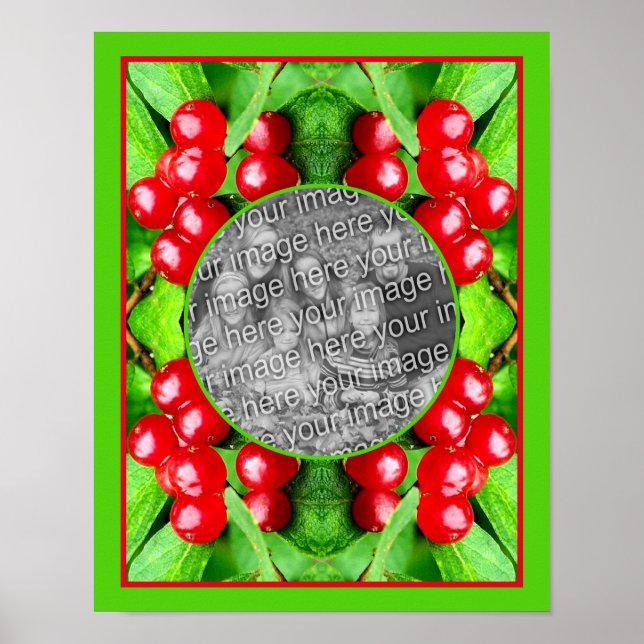 Poster Berries Rouges Avec Raindrops Nature Ajouter Votre (Devant)