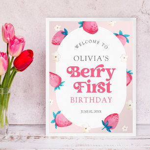 Poster Berry 1er Anniversaire Fraise Première fête d'anni