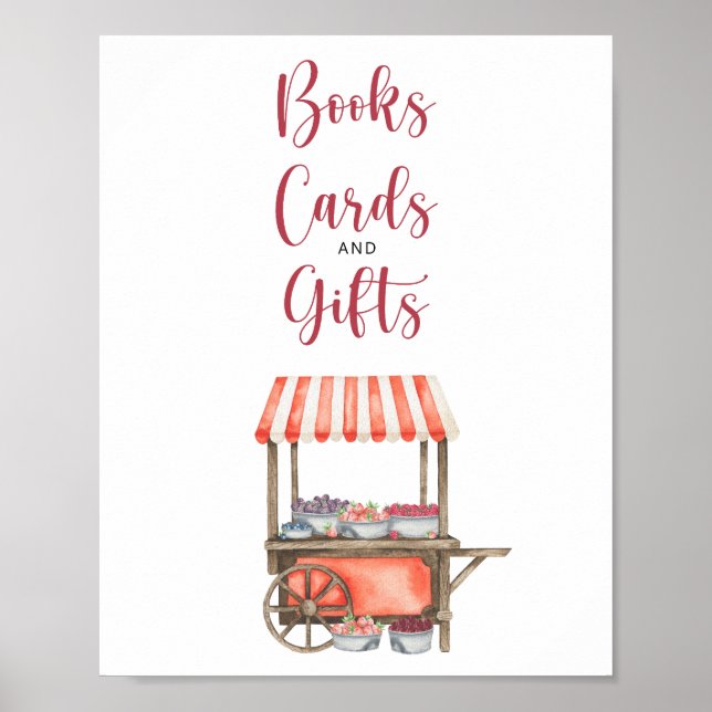 Poster Berry baby shower - books cards and gifts (Devant)