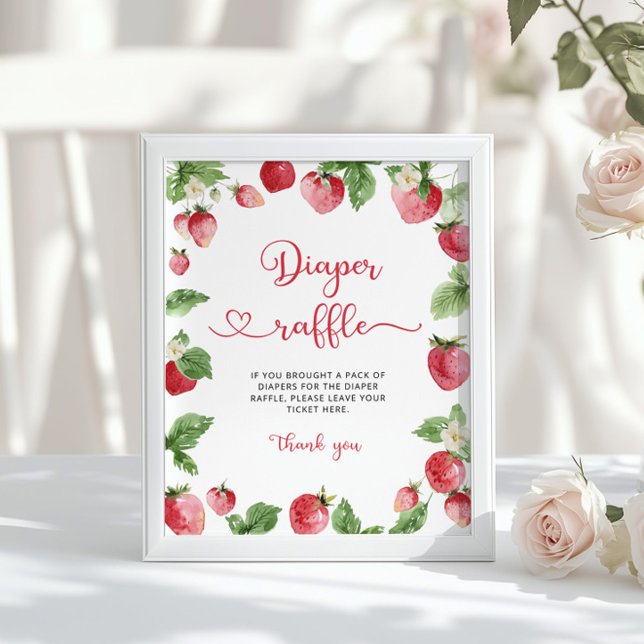 Poster Berry baby shower doux. tombola de fraise (Créateur téléchargé)