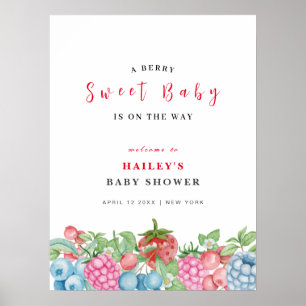 Poster Berry doux Baby shower doux moderne Accueil