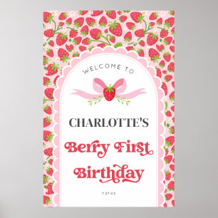 Poster Berry First Strawberry 1er Anniversaire 24x36 Bien