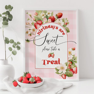 Poster Berry fraise Anniversaire sont doux prendre plaisi