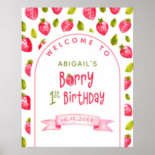 Poster Berry fraise Premier anniversaire Bienvenue