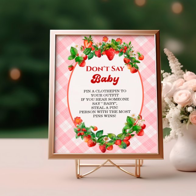 Poster Berry mignon rose En vichy ne pas dire Baby Game (Créateur téléchargé)