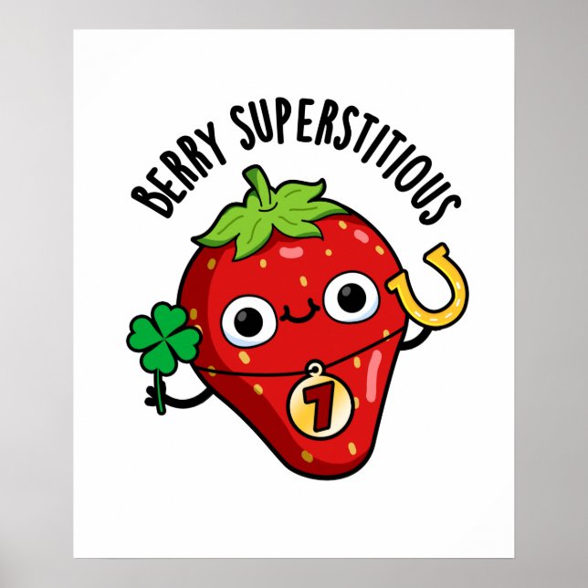Poster Berry Superstitieux Funky Fraise Pun (Devant)