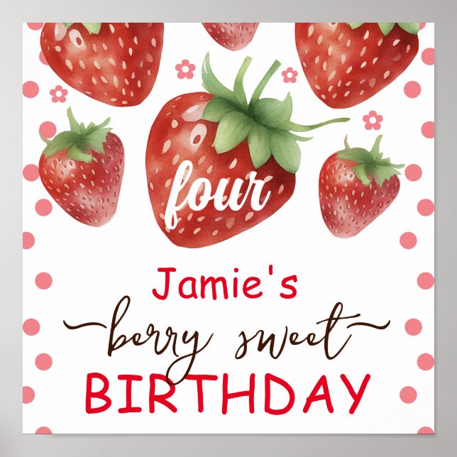 Poster Berry Sweet 4e aquarelle d'anniversaire (Devant)