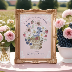 Poster Berry Sweet Baby shower Berries & Fleurs Bienvenue