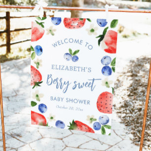 Poster Berry Sweet Boy Baby shower Bienvenue