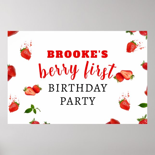Poster Berry Sweet Strawberry 1er anniversaire (Devant)