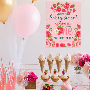 Poster Berry Sweet Strawberry 1er anniversaire fête Bienv
