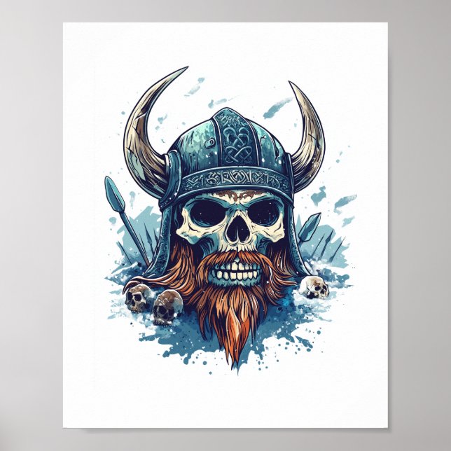 Poster Berserker crâne viking (Devant)