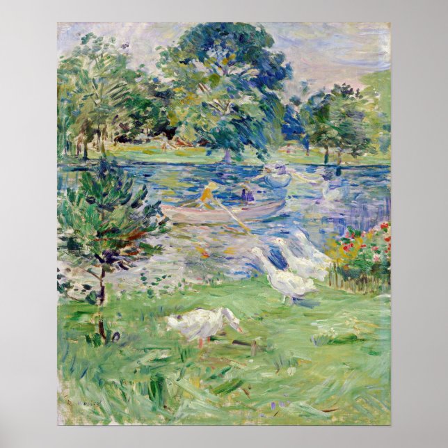 Poster Berthe Morisot - Fille en bateau avec oie (Devant)