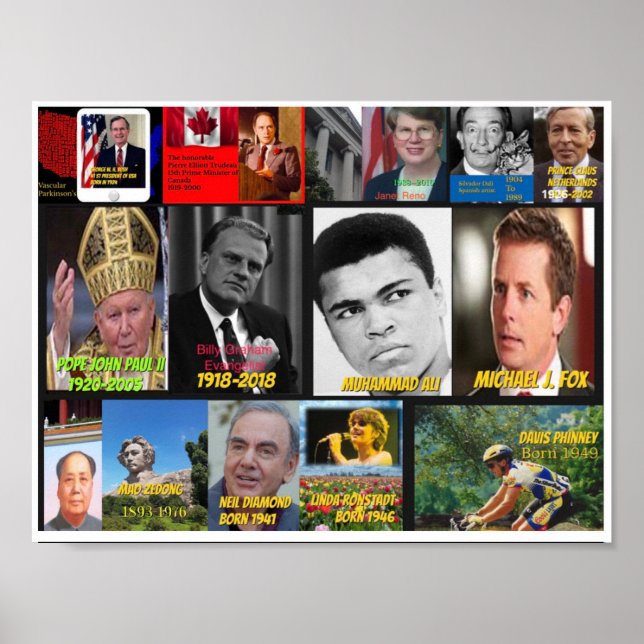 Poster berühmter Parkinson-Patienten (Vorne)