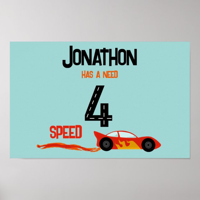 Poster Besoin de 4 vitesse course quatrième anniversaire (Devant)