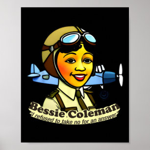Poster Bessie Coleman avec un avion Mois de l'histoire de