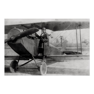 Poster Bessie Coleman et son avion, 1922