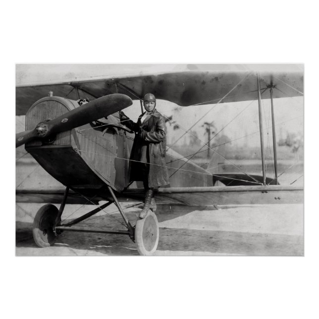 Poster Bessie Coleman et son avion, 1922 (Devant)