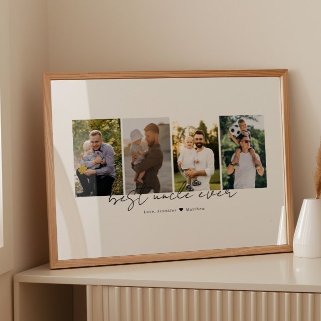 Poster Best Uncle Ever Modern Script 4 Photos Collage (Créateur téléchargé)