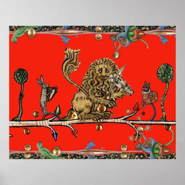 Poster BESTIAIRE MÉDIÉVAL FAIIT DE LA MUSIQUE Violoniste  (Devant)