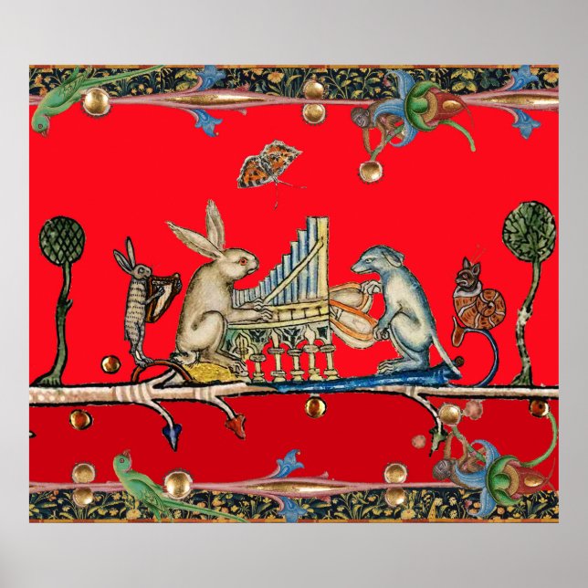 Poster BESTIAIRE MÉDIÉVAL FAISANT DE LA MUSIQUE, Lapin, C (Devant)