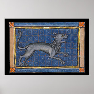 Poster Bestiaire médiéval Hyena c. 1270