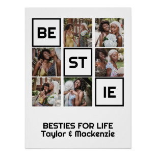 Poster Bestie Best Friends 6 Photos et Texte Personnalisé