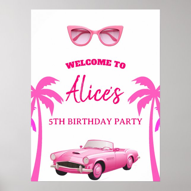 Poster Besties Malibu Pink Doll Plage Anniversaire (Devant)