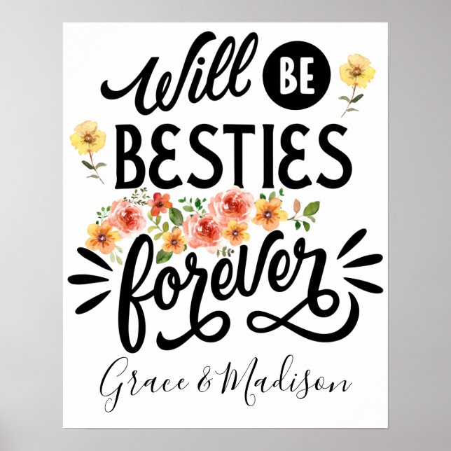 Poster Besties pour la vie BFF Friends Forever Cadeau (Devant)