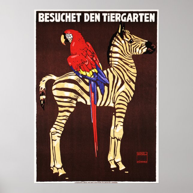 Poster Besuchet Den Tiergarten Allemagne ZOO 1912 Promoti (Devant)