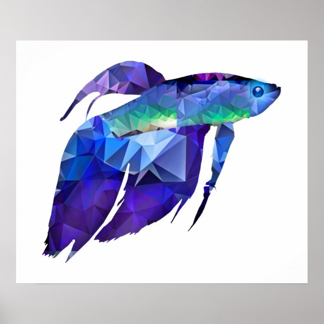 Poster Beta Fish pour Polygon Mosaic Bleu (Devant)