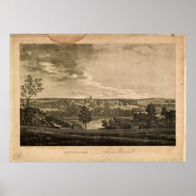 Poster Bethléem, Pennsylvanie (1810-1854) (Devant)