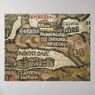 Poster Bethlehem, détail d'une carte de Jéricho