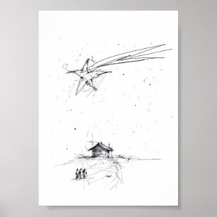 Poster Bethlehem Star et Trois Rois - Scène de la Nativit