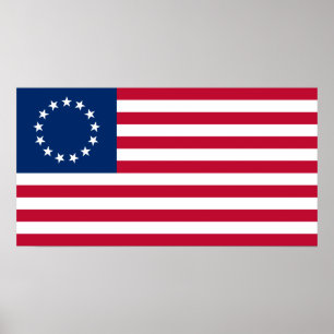 Poster Betsy Ross Drapeau, Le Design Américain Le Plus Po