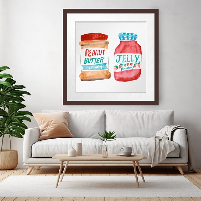 Poster Beurre d'arachide & Jelly Aquarelle Art (Peanut Butter & Jelly Watercolor Art Poster
)