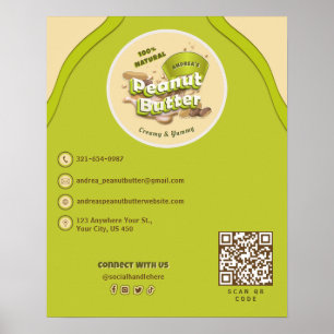 Poster Beurre d'arachide logo personnalisé   QR Code jaun