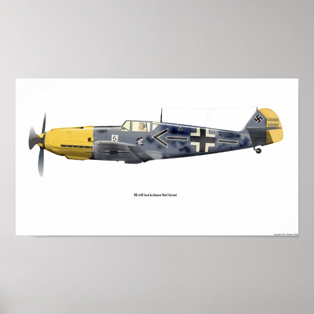 Poster BF-109E Flown Par Ge. Galland, 1940 (Devant)