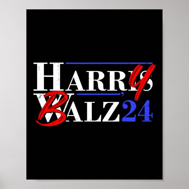 Poster Bheimer 2024 Funny Kamala Harris Et Tim W 2024 (Devant)