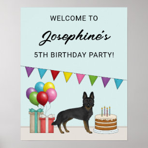 Poster Bi-Noir berger allemand fête d'anniversaire Bienve