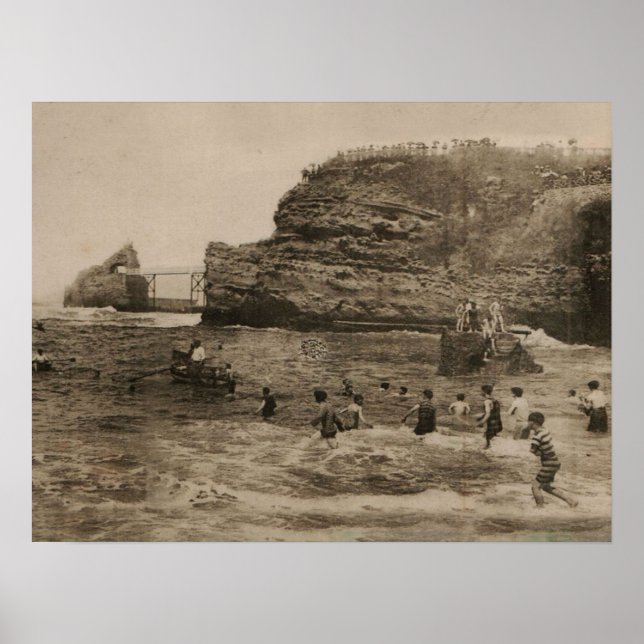 Poster BIARRITZ - Rocher de la Virge et Bains du port (Devant)
