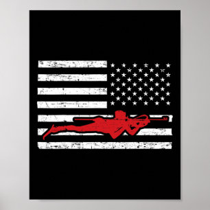 Poster Biathlon Sports Marathon Skiing Us Drapeau América
