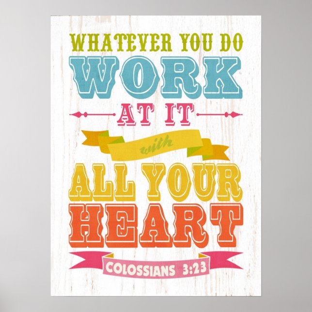 Poster Bible biblique chrétienne Verse - Colossiens 3:23 (Devant)