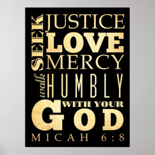 Poster Bible biblique chrétienne Verse - Micah 6:8