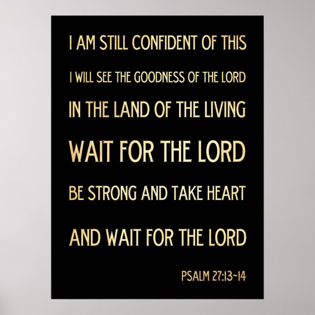 Poster Bible biblique chrétienne Verse - Psaume 27:13-14 (Devant)
