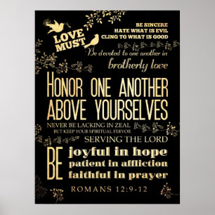 Poster Bible biblique chrétienne Verse - Romains 12:9-12