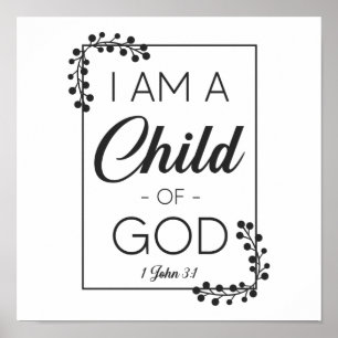 Poster Bible Chrétienne Verse Je Suis Un Enfant De Dieu 1