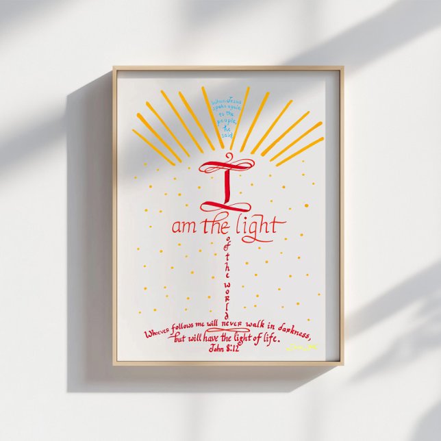 Poster Bible chrétienne Verse Jésus Jean 8 12 (Créateur téléchargé)