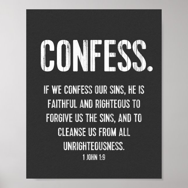 Poster Bible chrétienne Verse Typographie Imprimer, 1 Jea (Devant)