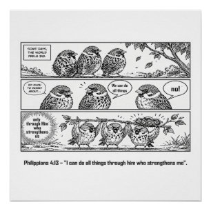 Poster Bible Écriture Phillipiens Dessin Animé Moineau Ar